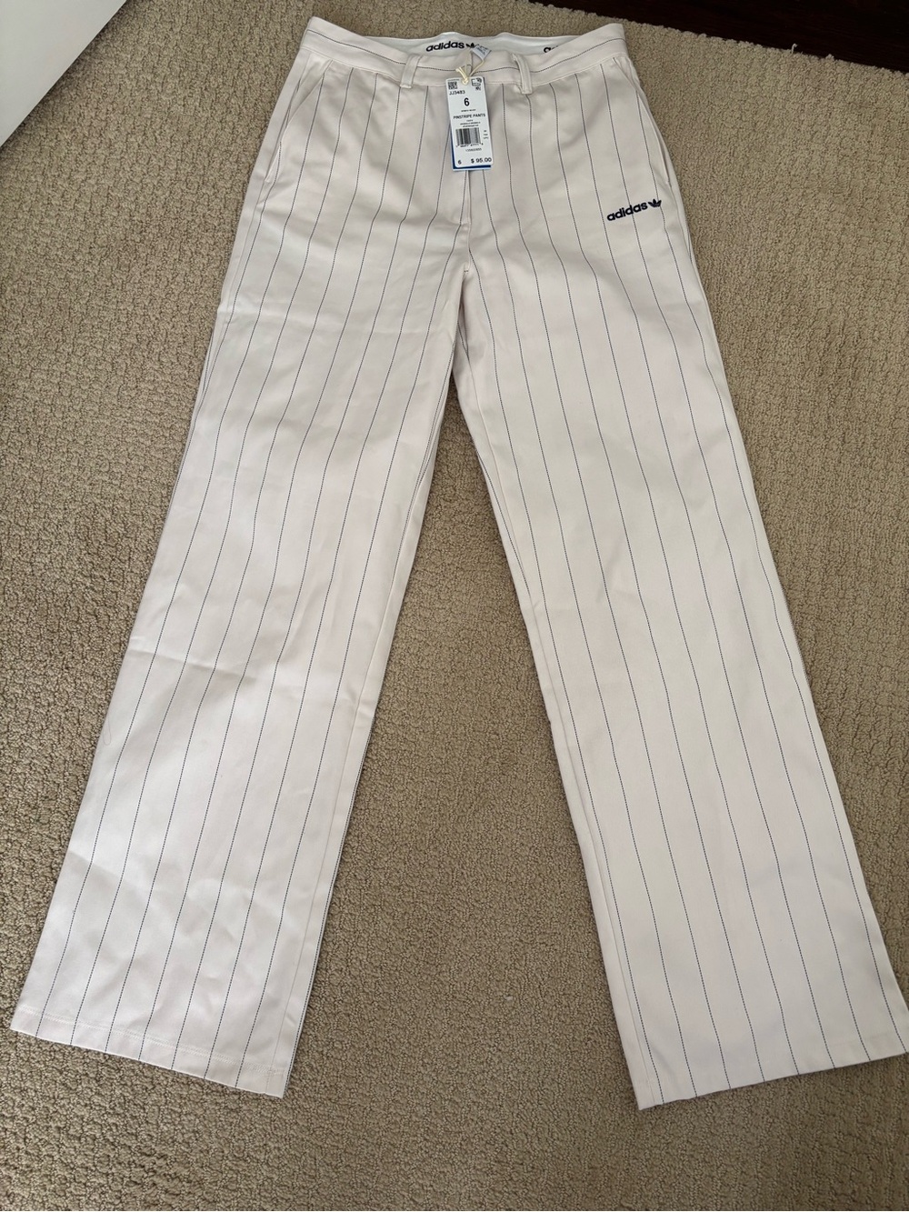 adidas Women’s Cream Pinstripe with Navy Stripes